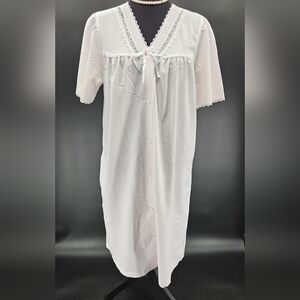 Enchantmates Miss Elaine Lt PINK Dressing Gown Robe Nightgown Womens M Vintage